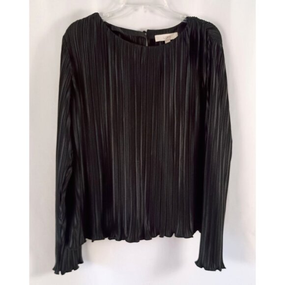 Ann Taylor LOFT Pleated Jersey Blouse Black Women’s Size XL Polyester Top - Picture 2 of 6